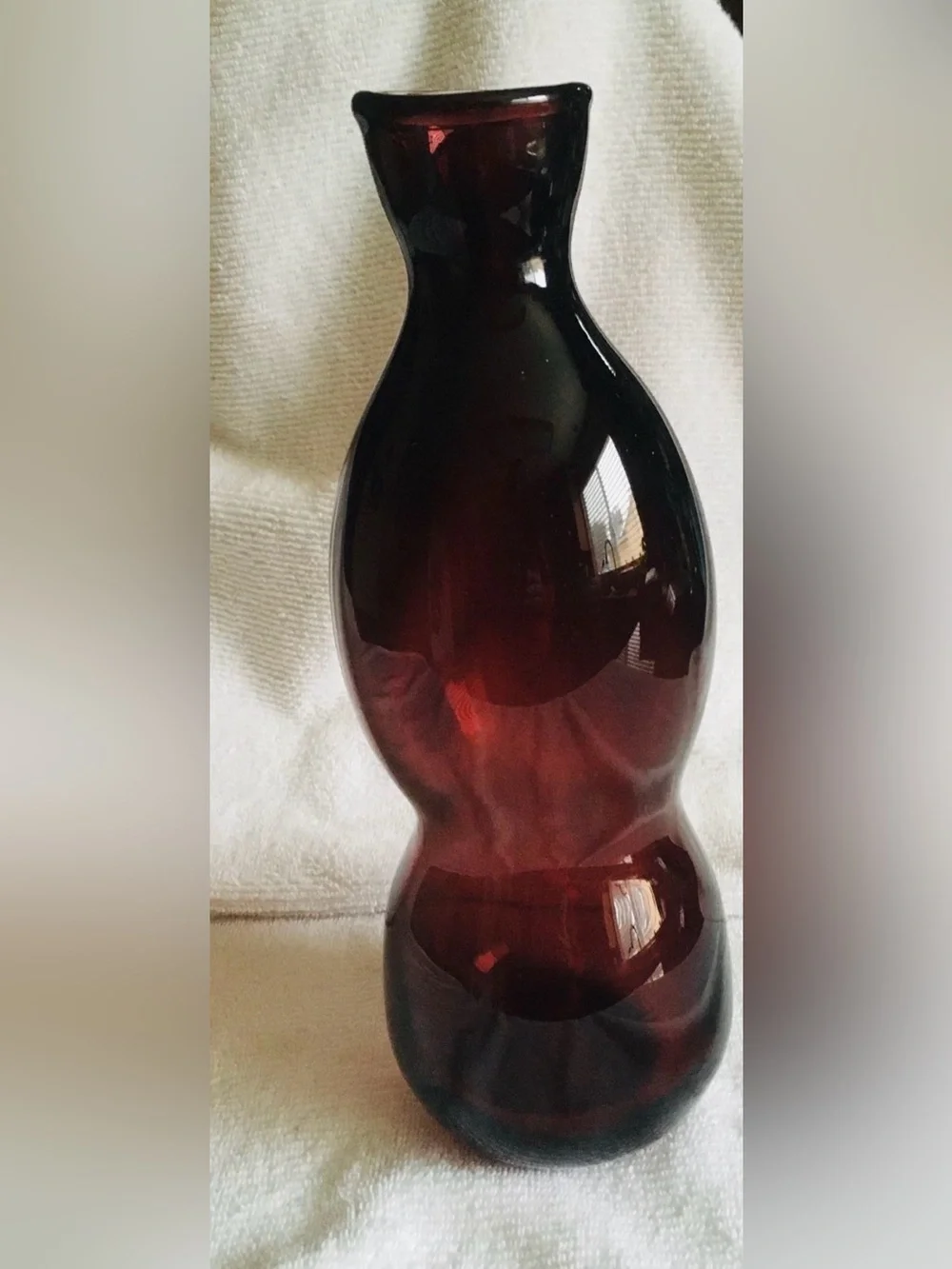 Modern unusual shape blown Glass Rootbeer Red Vase